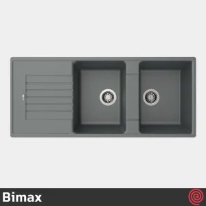 سینک ظرفشویی بیمکث مدل Bimax 4602-49.5 | دو لگنه گرانیتی توکار