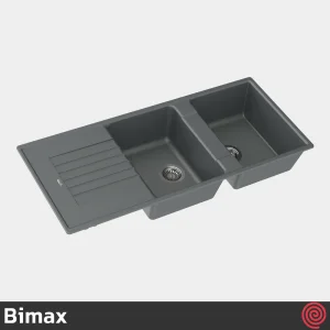 سینک ظرفشویی بیمکث مدل Bimax 4602-49.5 | دو لگنه گرانیتی توکار