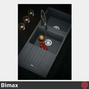 سینک ظرفشویی بیمکث مدل Bimax 4602-49.5 | دو لگنه گرانیتی توکار