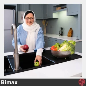سینک ظرفشویی بیمکث مدل Bimax 4602-49.5 | دو لگنه گرانیتی توکار