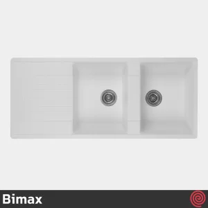 سینک ظرفشویی بیمکث مدل Bimax 4602-49.5 | دو لگنه گرانیتی توکار