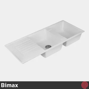 سینک ظرفشویی بیمکث مدل Bimax 4602-49.5 | دو لگنه گرانیتی توکار