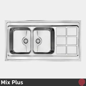 سینک ظرفشویی میکس پلاس مدل Mix Plus 9032-P-60 | دو لگنه فانتزی روکار