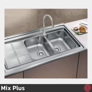 سینک ظرفشویی میکس پلاس مدل Mix Plus 9032-P-60 | دو لگنه فانتزی روکار