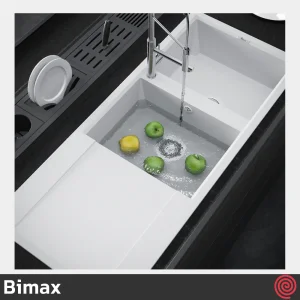 سینک ظرفشویی بیمکث مدل Bimax 4604-49.5 | دو لگنه گرانیتی توکار