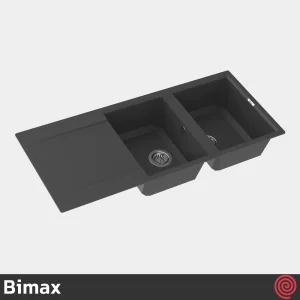 سینک ظرفشویی بیمکث مدل Bimax 4604-49.5 | دو لگنه گرانیتی توکار
