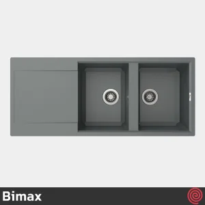 سینک ظرفشویی بیمکث مدل Bimax 4604-49.5 | دو لگنه گرانیتی توکار