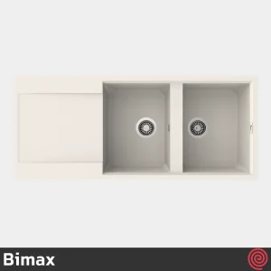 سینک ظرفشویی بیمکث مدل Bimax 4604-49.5 | دو لگنه گرانیتی توکار