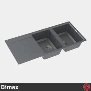 سینک ظرفشویی بیمکث مدل Bimax 4604-49.5 | دو لگنه گرانیتی توکار