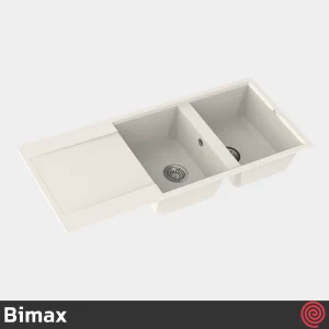 سینک ظرفشویی بیمکث مدل Bimax 4604-49.5 | دو لگنه گرانیتی توکار