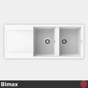 سینک ظرفشویی بیمکث مدل Bimax 4604-49.5 | دو لگنه گرانیتی توکار