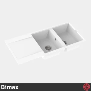 سینک ظرفشویی بیمکث مدل Bimax 4604-49.5 | دو لگنه گرانیتی توکار