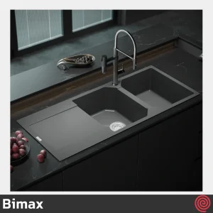سینک ظرفشویی بیمکث مدل Bimax 4606-50 | دو لگنه گرانیتی توکار