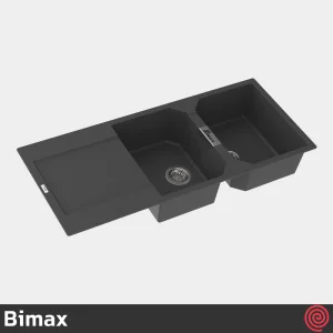 سینک ظرفشویی بیمکث مدل Bimax 4606-50 | دو لگنه گرانیتی توکار
