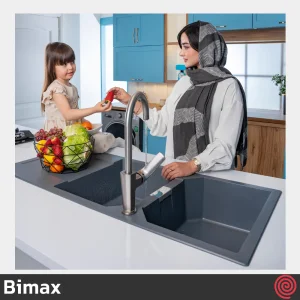 سینک ظرفشویی بیمکث مدل Bimax 4606-50 | دو لگنه گرانیتی توکار