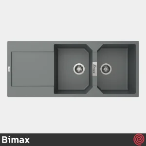 سینک ظرفشویی بیمکث مدل Bimax 4606-50 | دو لگنه گرانیتی توکار