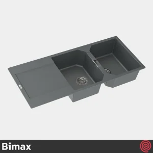 سینک ظرفشویی بیمکث مدل Bimax 4606-50 | دو لگنه گرانیتی توکار