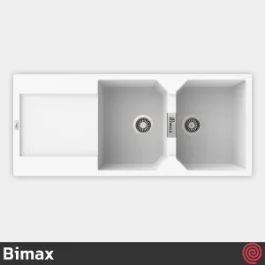سینک ظرفشویی بیمکث مدل Bimax 4606-50 | دو لگنه گرانیتی توکار