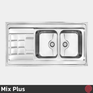 سینک ظرفشویی میکس پلاس مدل Mix Plus 9022-P-60 | دو لگنه فانتزی روکار