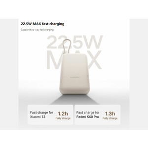پاور بانک 10000 میلی آمپر شیائومی Xiaomi P15ZM Power Bank Built-in Cable10000mAh