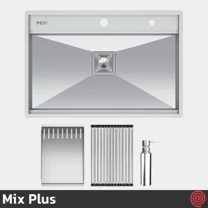 سینک ظرفشویی میکس پلاس مدل Mix Plus D74-50 | تک لگنه فلاش مونت باکسی توکار