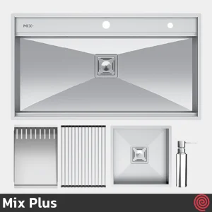 سینک ظرفشویی میکس پلاس مدل Mix Plus D90-50 | تک لگنه فلاش مونت باکسی توکار