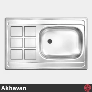 سینک ظرفشویی اخوان مدل Akhavan A8050-6CR-50 | تک لگنه نیمه فانتزی روکار