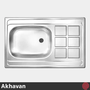 سینک ظرفشویی اخوان مدل Akhavan A8050-6CR-50 | تک لگنه نیمه فانتزی روکار