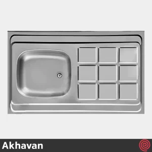 سینک ظرفشویی اخوان مدل Akhavan A10050-9CR-50 | تک لگنه نیمه فانتزی روکار