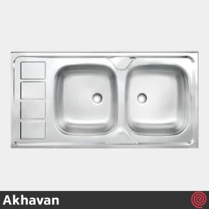 سینک ظرفشویی اخوان مدل Akhavan 10060-4CR-60 | دو لگنه نیمه فانتزی روکار