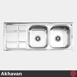 سینک ظرفشویی اخوان مدل Akhavan 12050-6CR-50 | دو لگنه نیمه فانتزی روکار