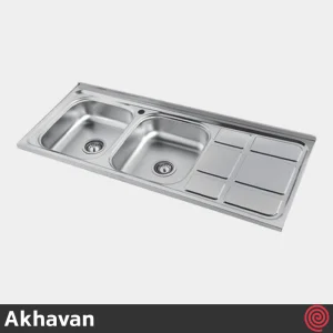 سینک ظرفشویی اخوان مدل Akhavan 12050-6CR-50 | دو لگنه نیمه فانتزی روکار