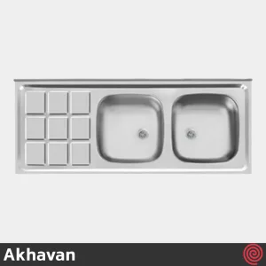 سینک ظرفشویی اخوان مدل Akhavan 12060-9CR-60 | دو لگنه نیمه فانتزی روکار
