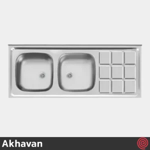 سینک ظرفشویی اخوان مدل Akhavan 12060-9CR-60 | دو لگنه نیمه فانتزی روکار