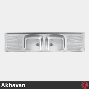 سینک ظرفشویی اخوان مدل Akhavan S11-60 | دو لگنه صنعتی روکار
