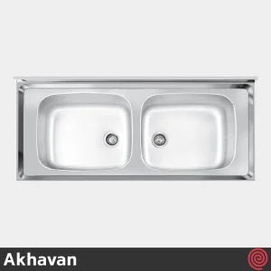 سینک ظرفشویی اخوان مدل Akhavan S16-65 | دو لگنه صنعتی روکار