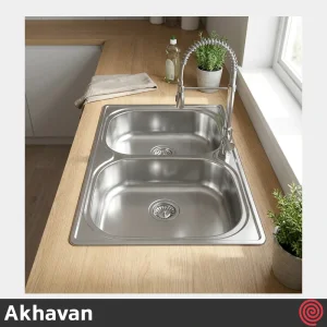 سینک ظرفشویی اخوان مدل Akhavan 15-50 | دو لگنه فانتزی توکار