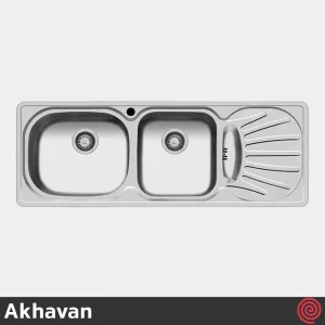 سینک ظرفشویی اخوان مدل Akhavan 18-44 | دو لگنه فانتزی توکار