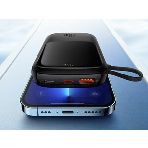 پاوربانک شارژر سریع 20 وات به همراه کابل تایپ‌سی 0.5 متری 10000 بیسوس Baseus Qpow Pro Fast Charge Power Bank PPQD020001