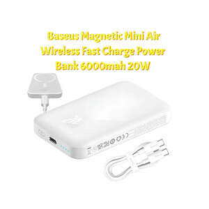 پاوربانک مغناطیسی فست شارژ 20 وات 6000 میلی‌آمپرساعت بیسوس P10059003112