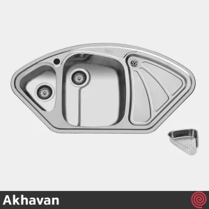 سینک ظرفشویی اخوان مدل Akhavan 47-50 | یک و نیم لگنه فانتزی توکار
