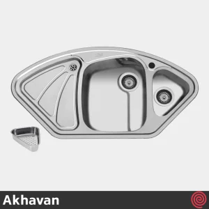 سینک ظرفشویی اخوان مدل Akhavan 47-50 | یک و نیم لگنه فانتزی توکار