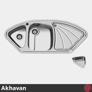 سینک ظرفشویی اخوان مدل Akhavan 49-50 | یک و نیم لگنه فانتزی توکار