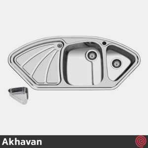 سینک ظرفشویی اخوان مدل Akhavan 49-50 | یک و نیم لگنه فانتزی توکار
