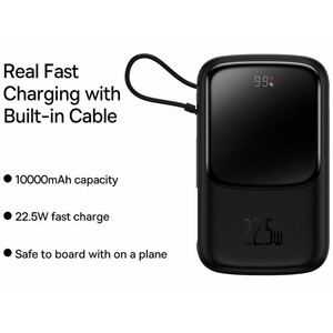 پاوربانک شارژر سریع 22.5 وات به همراه کابل تایپ‌سی 0.5 متری 10000 بیسوس Baseus Qpow Pro Fast Charge Power Bank PPQD020101
