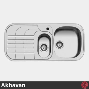 سینک ظرفشویی اخوان مدل Akhavan 73-50 | یک و نیم لگنه فانتزی توکار