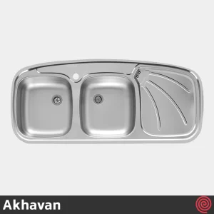 سینک ظرفشویی اخوان مدل Akhavan 136-50 | دو لگنه نیمه فانتزی توکار