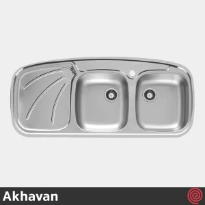 سینک ظرفشویی اخوان مدل Akhavan 136SP-50 | دو لگنه نیمه فانتزی توکار
