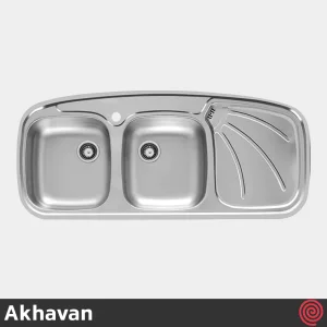 سینک ظرفشویی اخوان مدل Akhavan 136SP-50 | دو لگنه نیمه فانتزی توکار