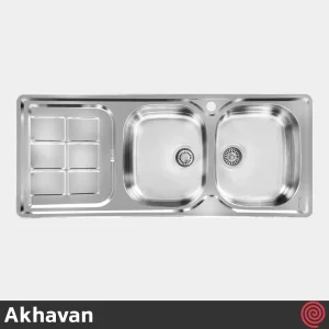 سینک ظرفشویی اخوان مدل Akhavan 147New-50 | دو لگنه فانتزی توکار